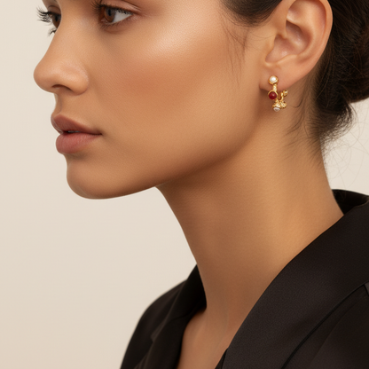 Boucles d'oreilles Harmonie de perles carmin