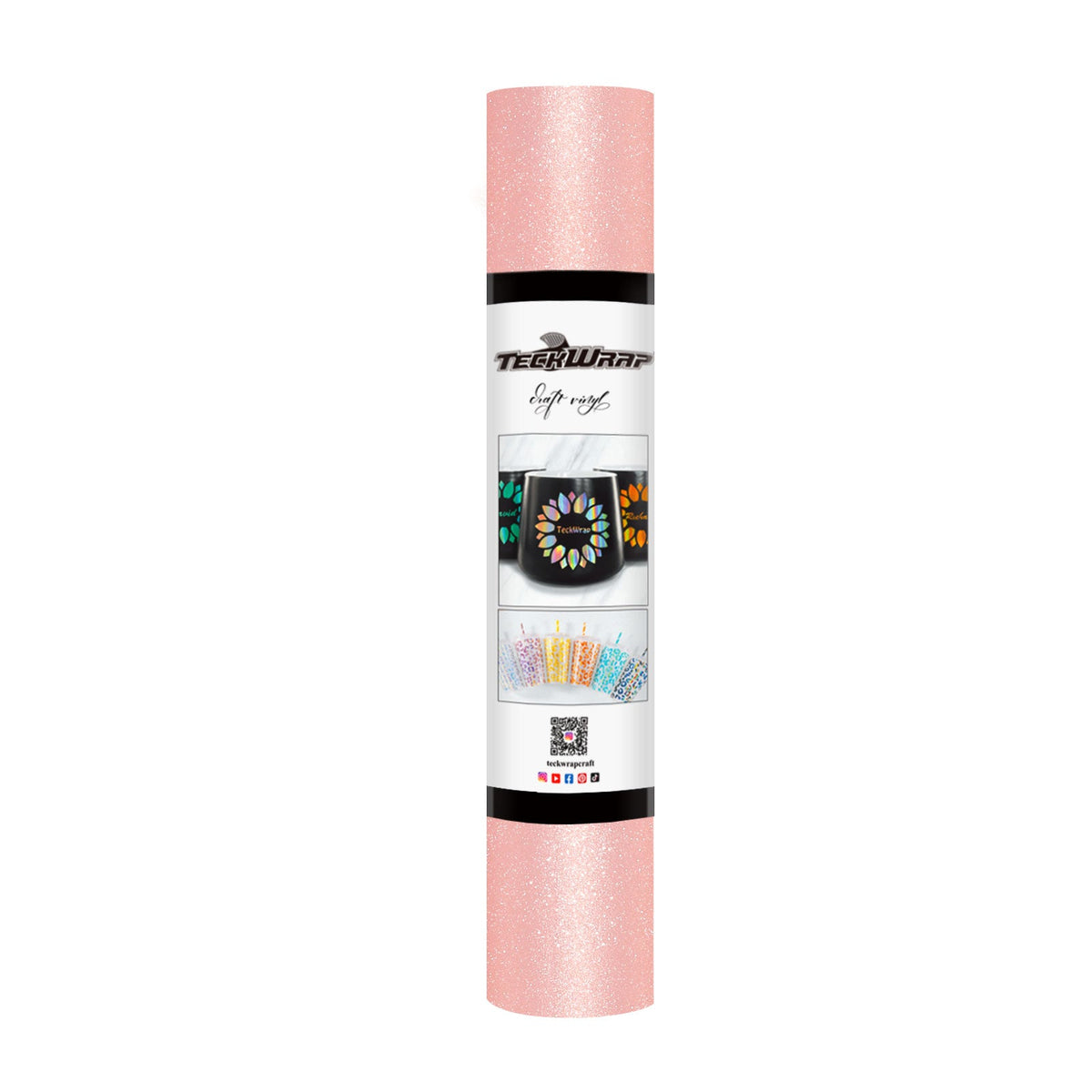 Vinyle adhésif à paillettes TeckWrap – Rose Champagne | Durable et facile à découper | Parfait pour les projets créatifs !
