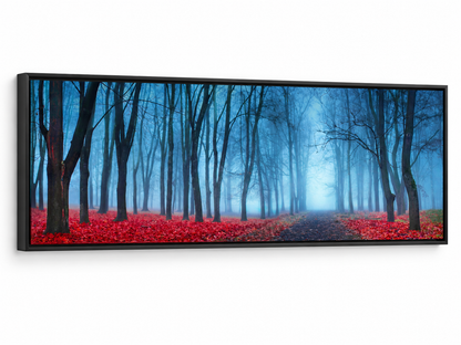 "Blue Mist Trees" Panoramic Canvas Wall Art — 72" Wide