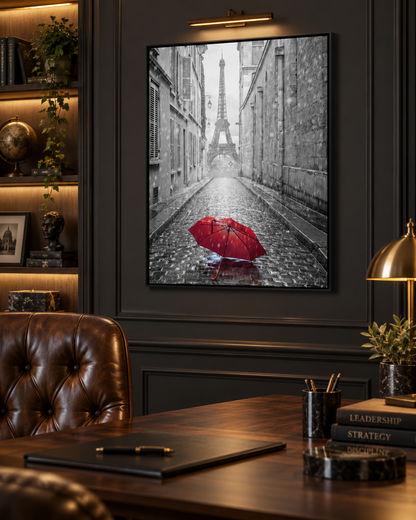Canvas Wall Art-Red Umbrella Eiffel Tower-Printed Artwork