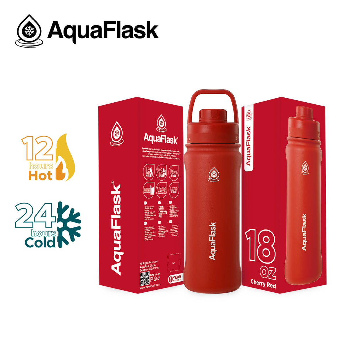 Bouteilles d'eau isothermes sous vide AquaFlask Original 530ml (18oz)