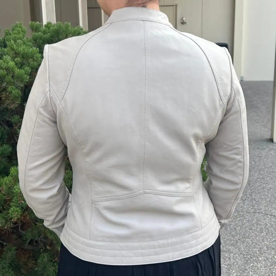 Blouson classique en cuir d'agneau pour femme