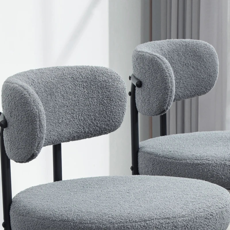Chaises de salle à manger modernes Cruz avec dossier en molleton berbère - Lot de 4 - Gris