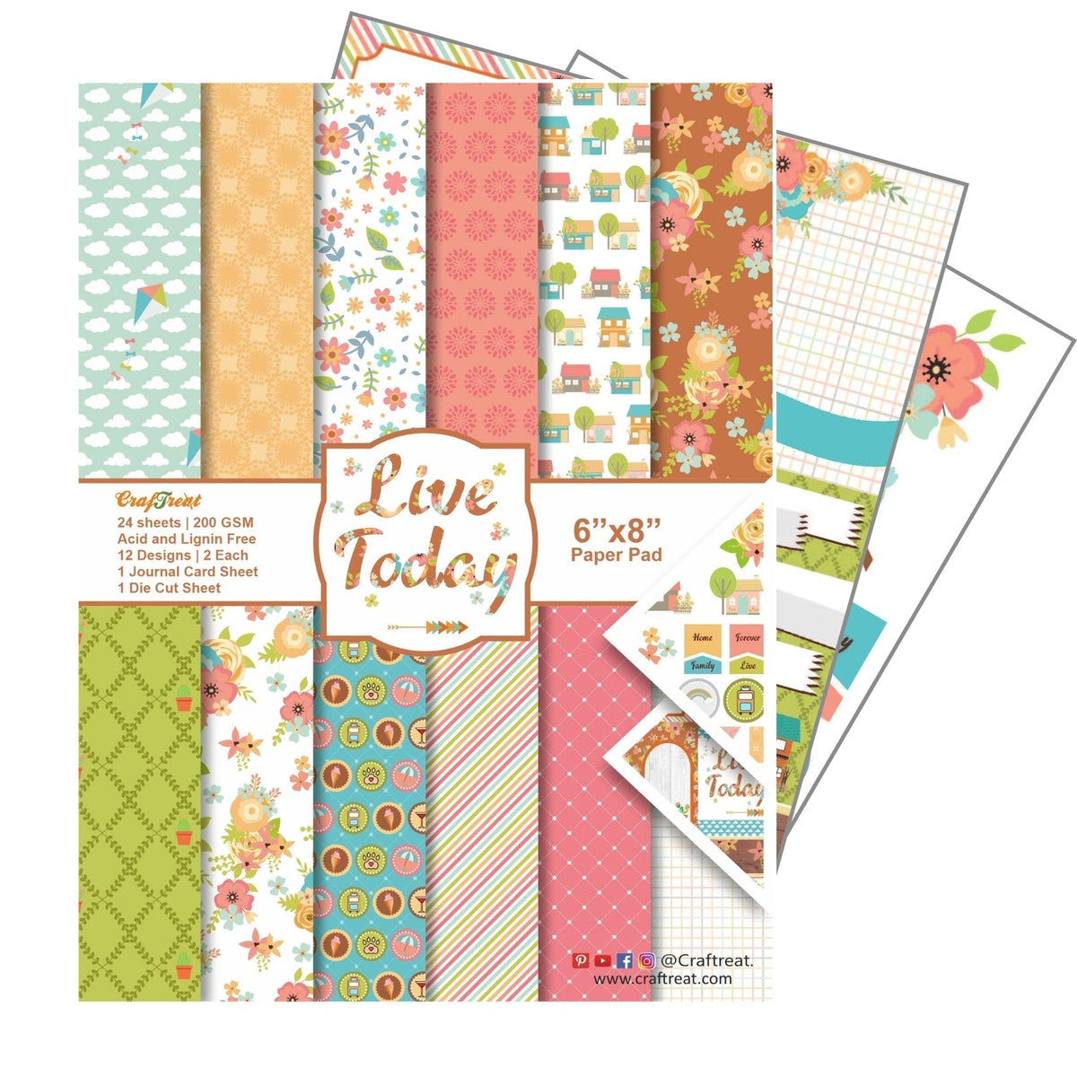 CrafTreat Bloc de Papier - Live Today 6"x8"