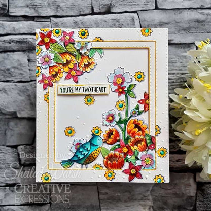 Creative Expressions Jane's Doodles Birdsong Blooms, lot de tampons transparents 6 po x 8 po