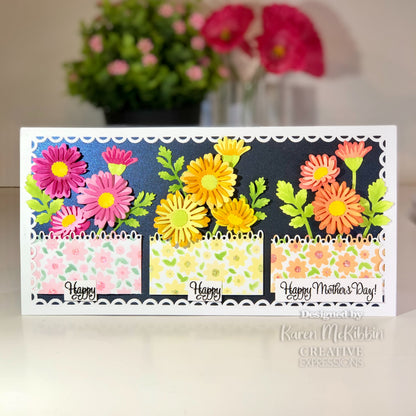 Creative Expressions Pochoir Mini Triple Couche Marguerites 10,16 cm x 7,62 cm, Lot de 3