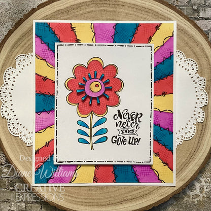 Woodware Clear Singles Petal Doodles Never Give Up Lot de tampons 4 po x 6 po