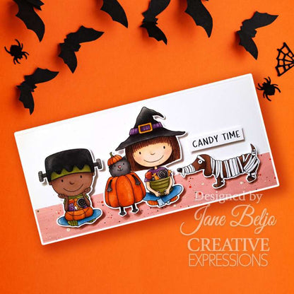 Creative Expressions Jane's Doodles Happy Halloween, Set de Timbres Transparents 10 x 15 cm