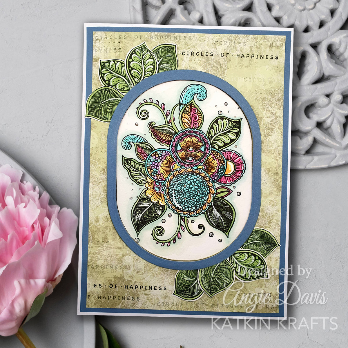 Katkin Krafts Cercles du Bonheur Ensemble de Timbres Transparents 6 po x 8 po