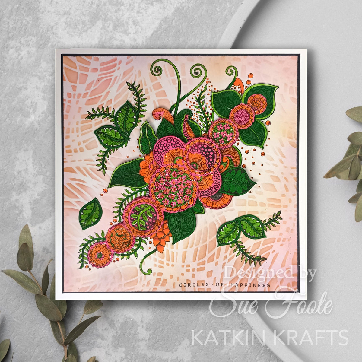 Katkin Krafts Cercles du Bonheur Ensemble de Timbres Transparents 6 po x 8 po