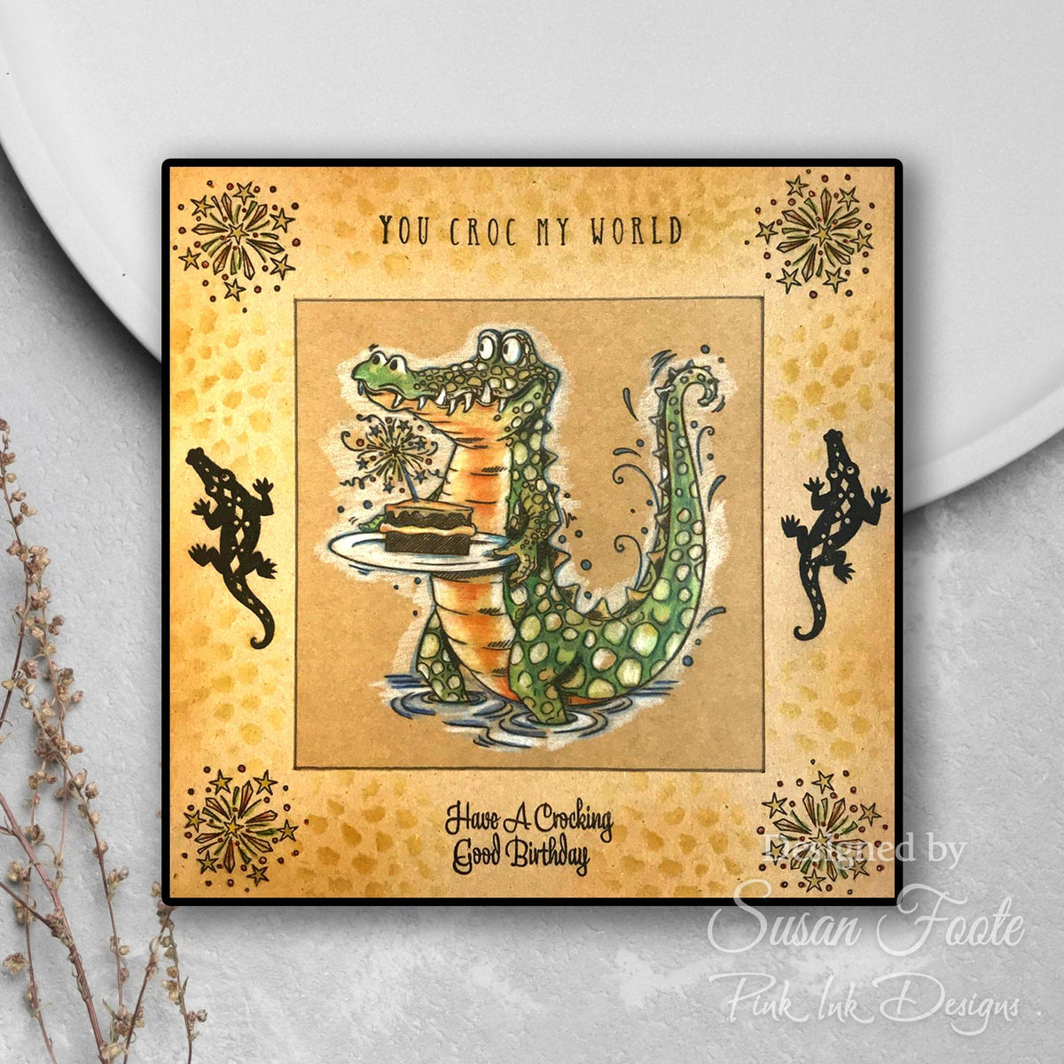 Pink Ink Designs Pochoir Crocodile 7 po x 7 po