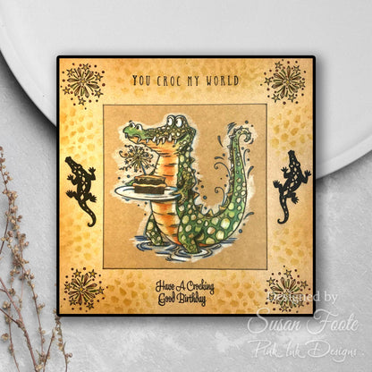 Pink Ink Designs Pochoir Crocodile 7 po x 7 po