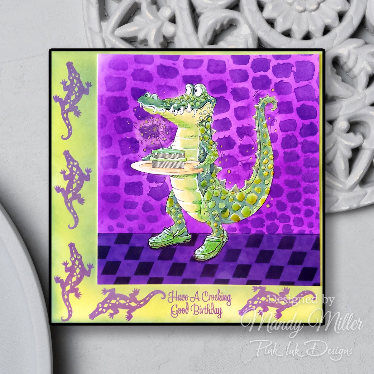 Pink Ink Designs Pochoir Crocodile 7 po x 7 po