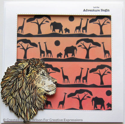 Pochoir Sue Wilson Safari Paysage 17,8 cm x 17,8 cm