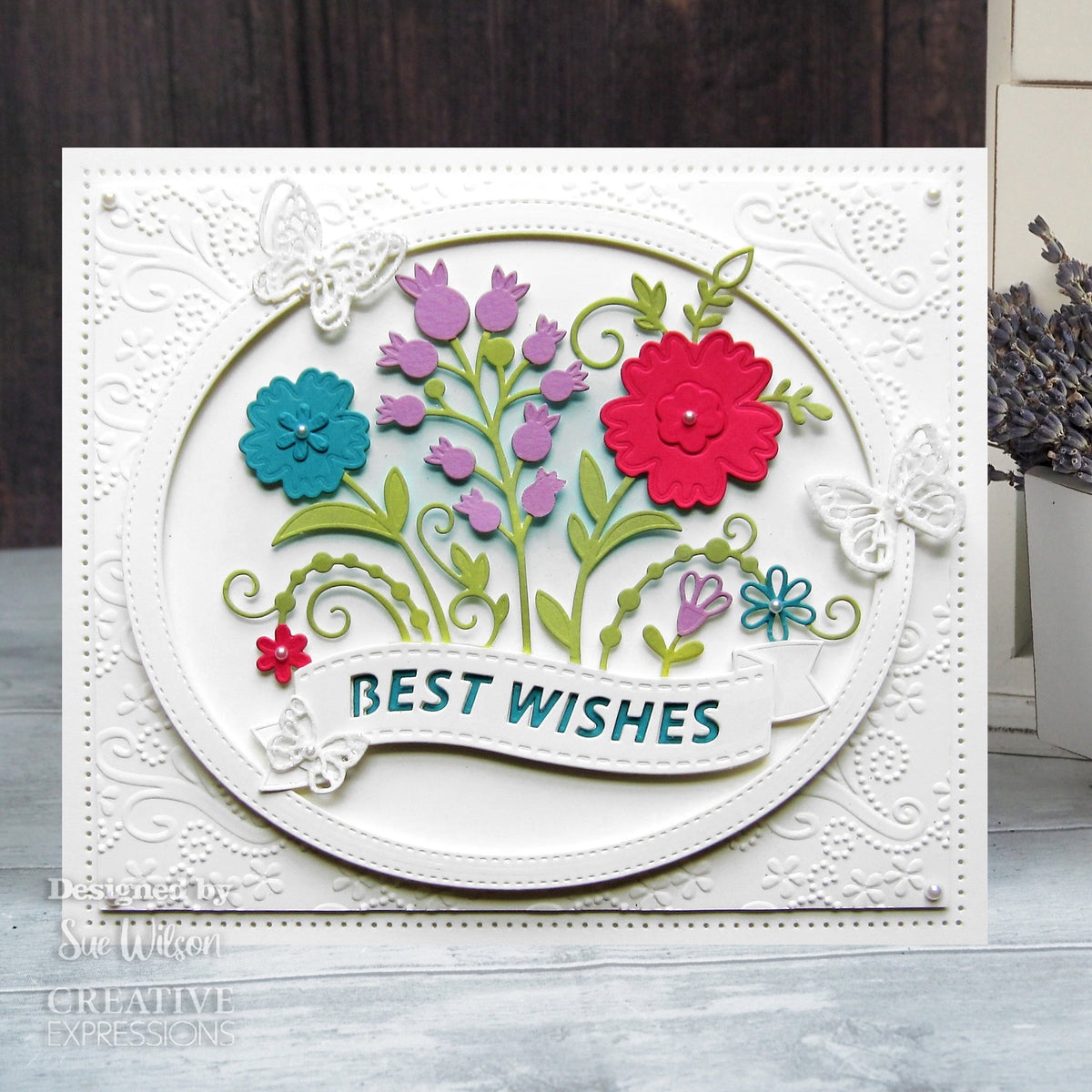 Matrices de découpe pour bannières florales « Floral Wishes » de Sue Wilson – Creative Expressions