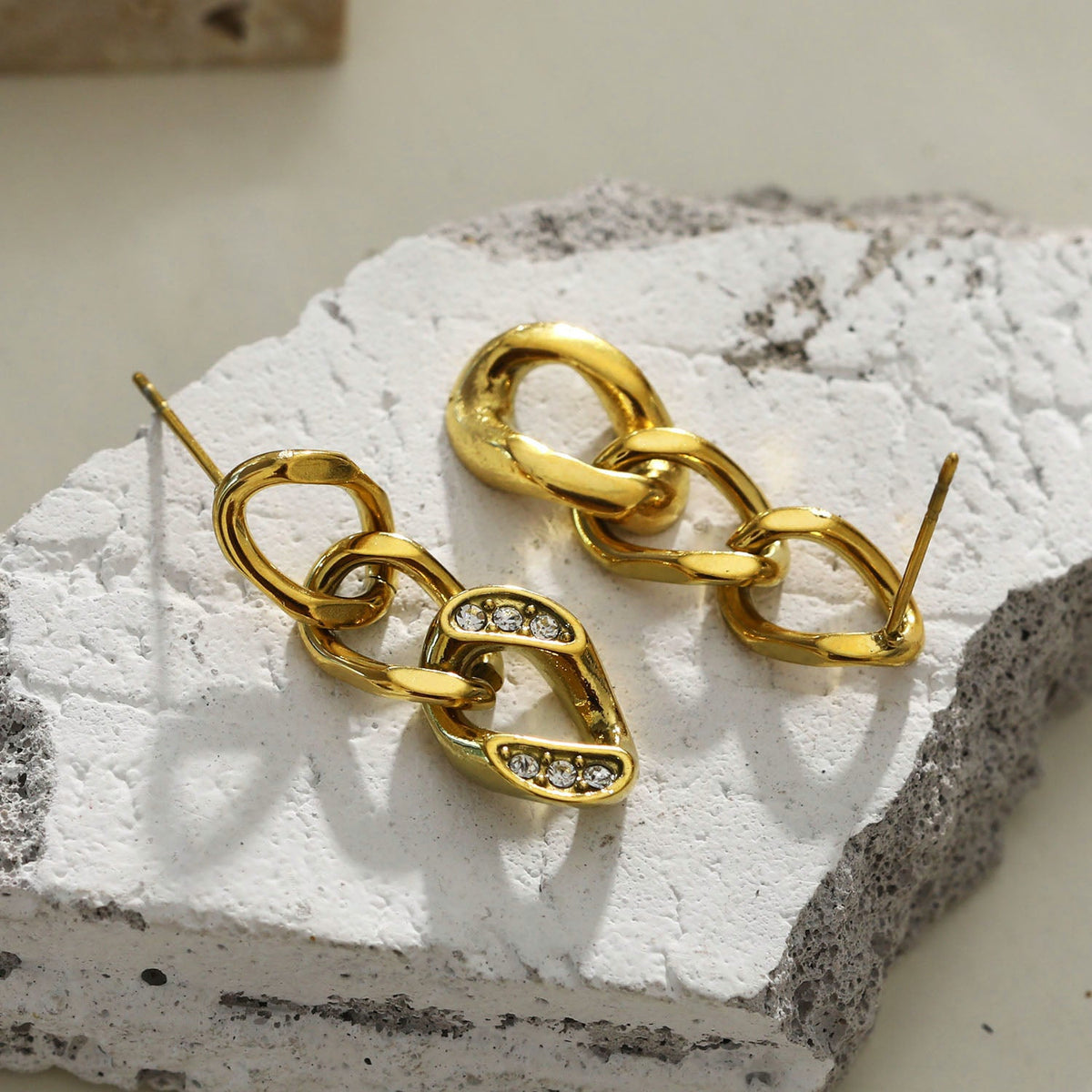 Boucles d'oreilles pendantes zircone chaîne maille cubaine CUBA