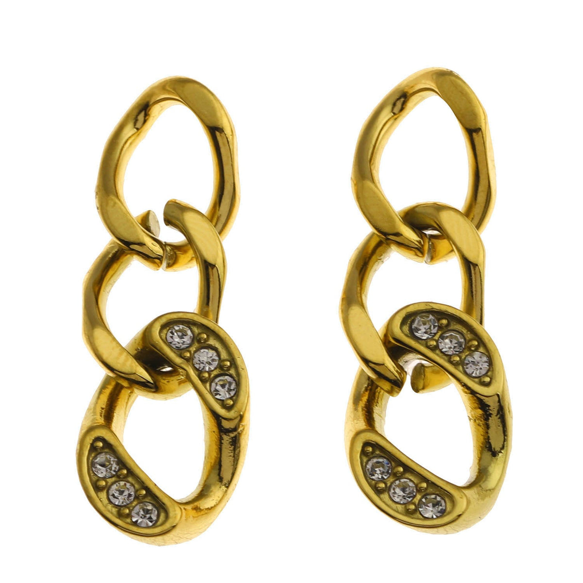 Boucles d'oreilles pendantes zircone chaîne maille cubaine CUBA