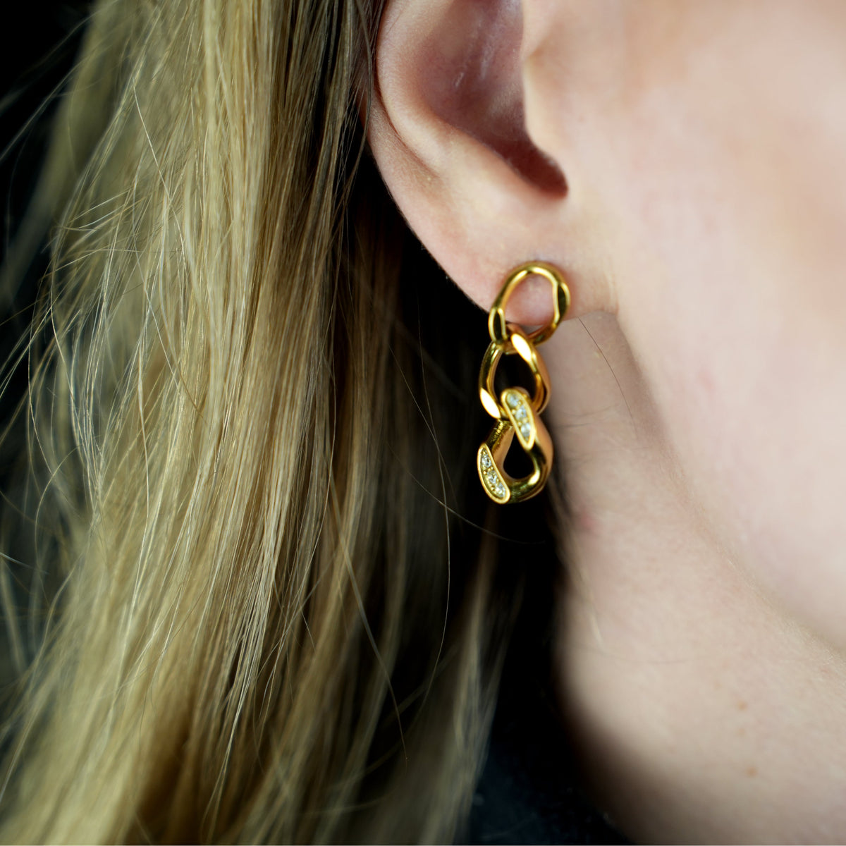 Boucles d'oreilles pendantes zircone chaîne maille cubaine CUBA