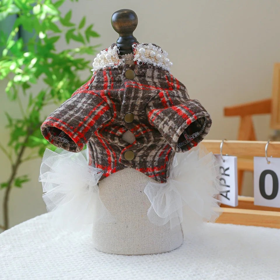 Robe à carreaux tendance Coco | Vêtements de luxe pour chiens