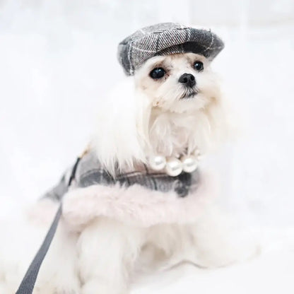 Ensemble harnais pour chien Ophelia Plaid | Tenue avec chapeau et laisse