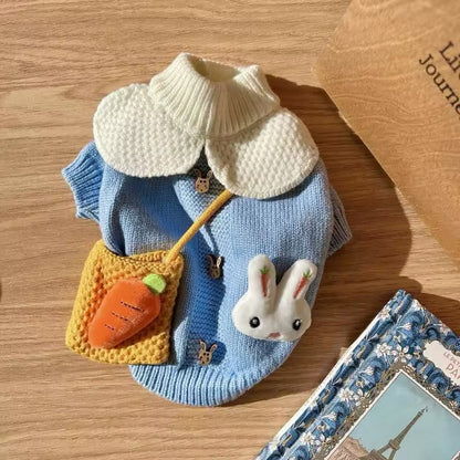 Pull de Pâques en velours côtelé avec motif lapin | Pull de Pâques pour chien