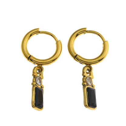 DALAL Vintage Inspired Black Crystal & Zirconia Hoop Earrings
