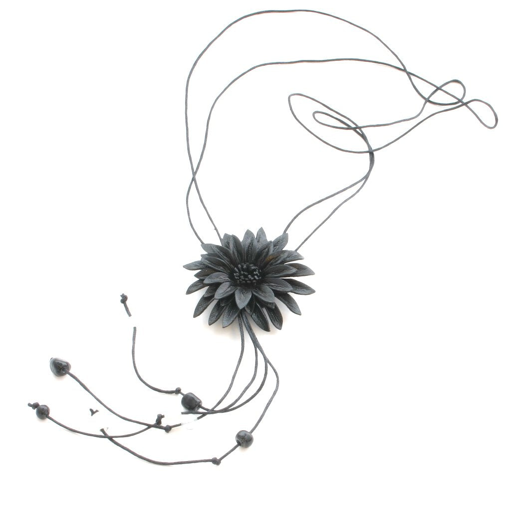 Leather Flower Necklace