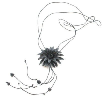 Leather Flower Necklace