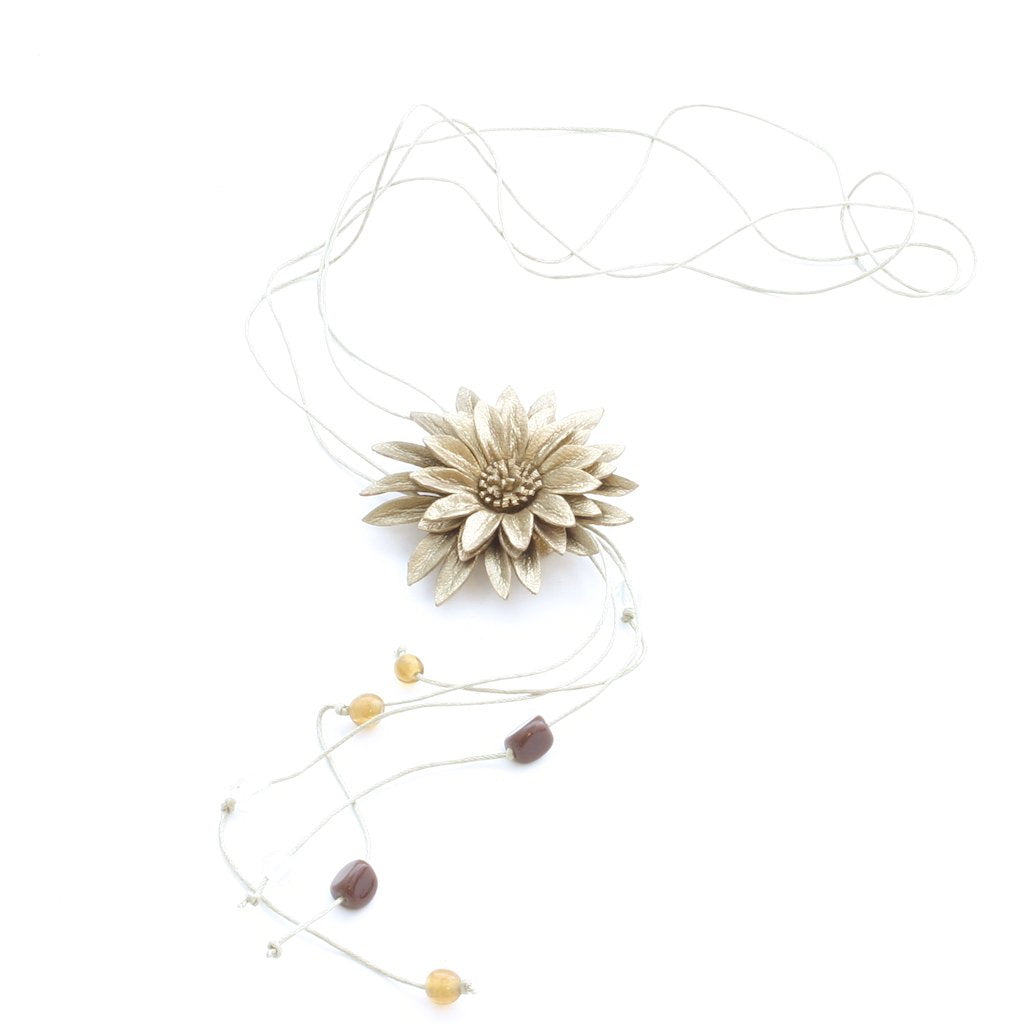 Leather Flower Necklace