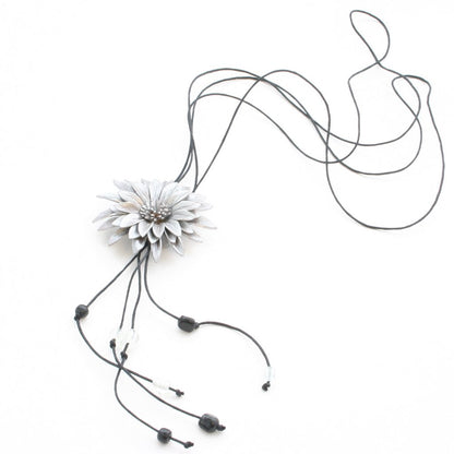 Leather Flower Necklace