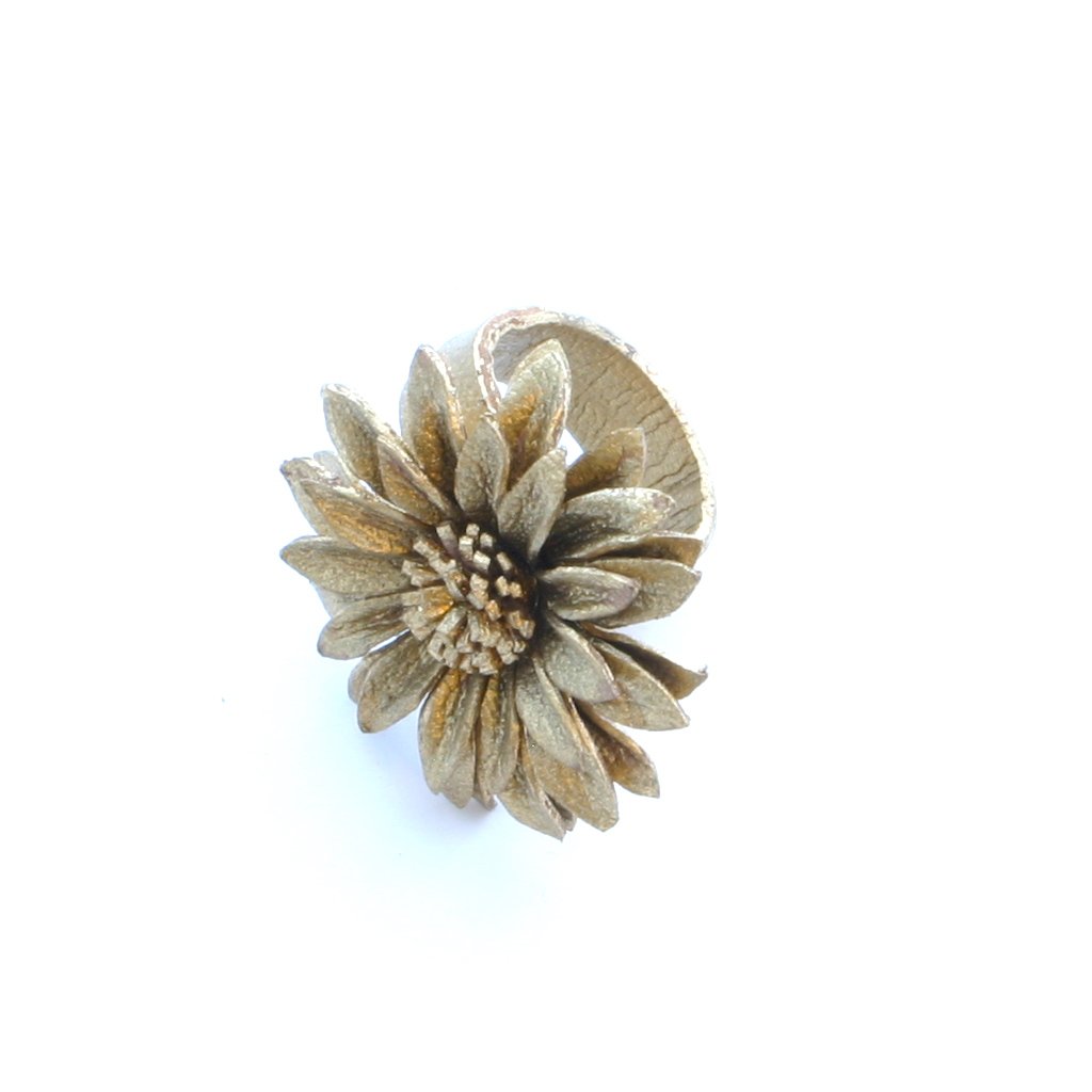 Leather Flower Ring