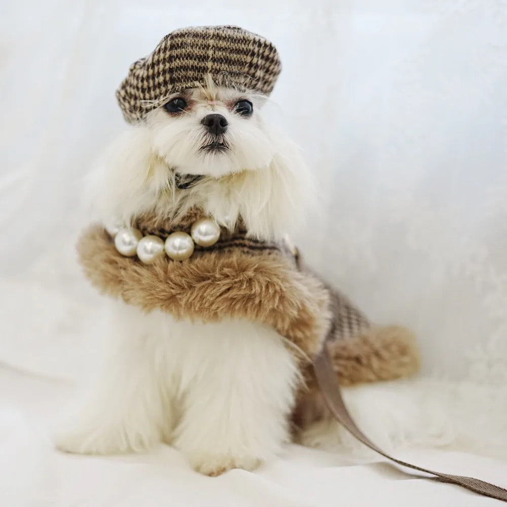 Ensemble harnais en tweed London | Harnais, laisse et chapeau pour chien