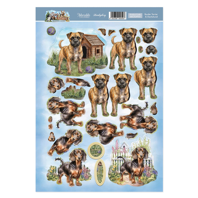 Feuille de Découpage Border Terrier et Teckel