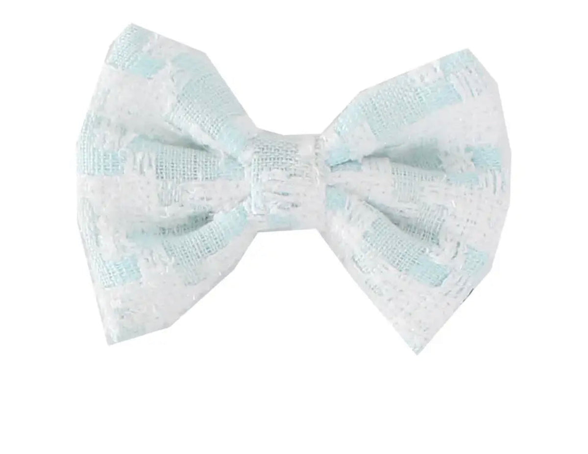Nœud pour chien à carreaux bleus – Accessoire capillaire classique à carreaux pour chiens