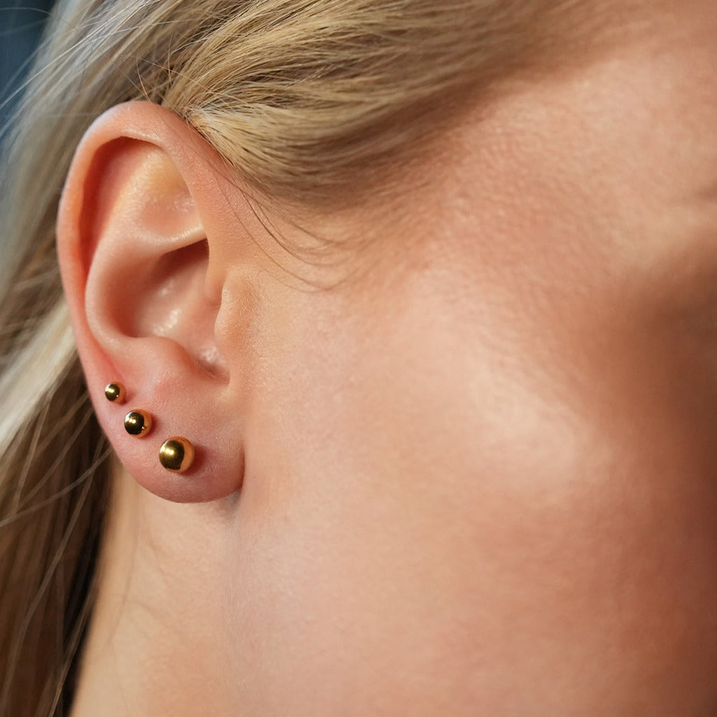 DESTINY Lot de 3 paires de boucles d'oreilles clous classiques à perles rondes