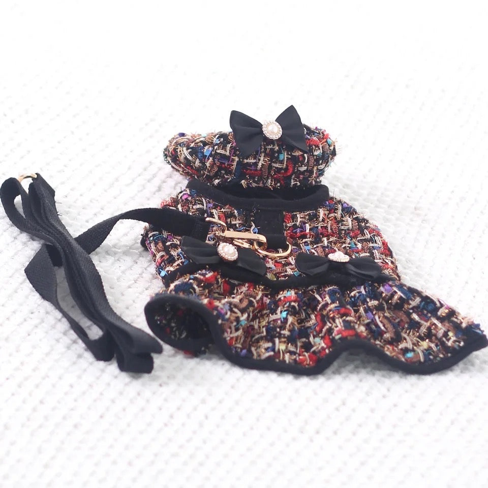 Miss New York Dog Dress Harness Set | Dress, Hat, and Leash Set
