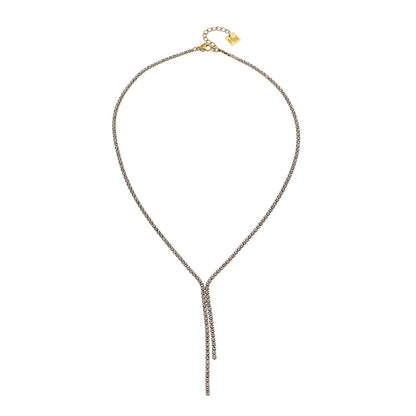 DIANA Collier chaîne avec zircons sertis pavé et détail lariat