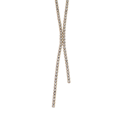 DIANA Collier chaîne avec zircons sertis pavé et détail lariat