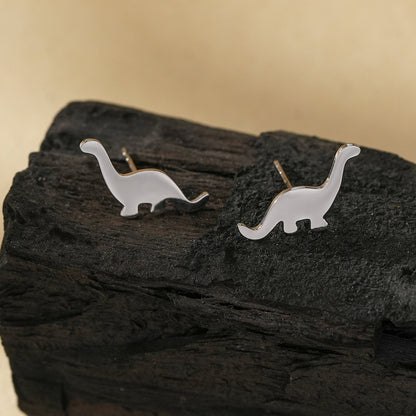 Style DINO : Boucles d'oreilles clous dinosaure en argent