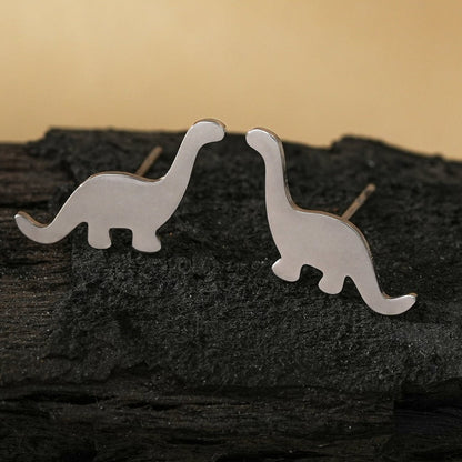 Style DINO : Boucles d'oreilles clous dinosaure en argent