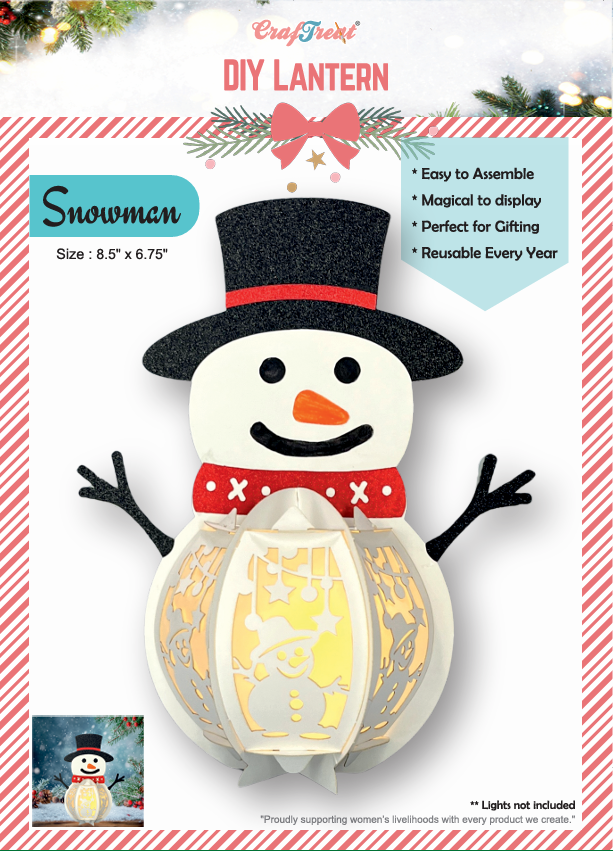CrafTreat Lanternes en papier à monter soi-même - Bonhomme de neige