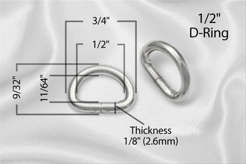 Anneau en D en métal de 12 mm (1/2 po)