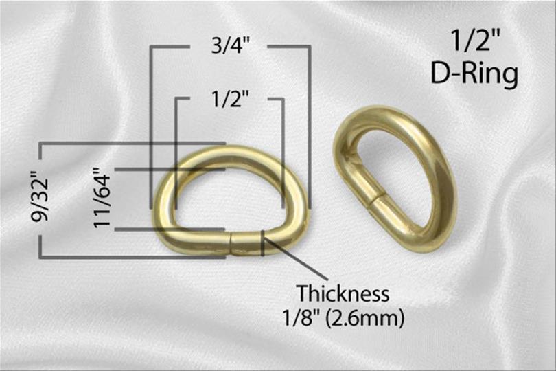 Anneau en D en métal de 12 mm (1/2 po)