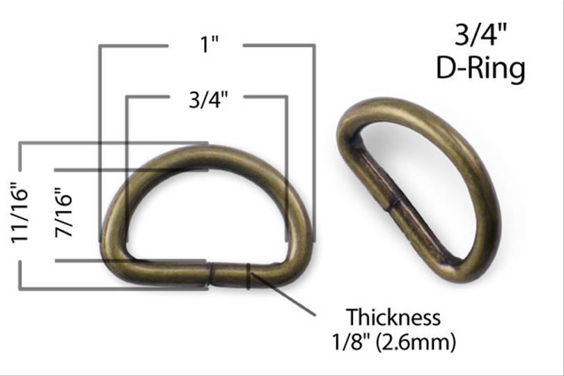 Anneau en D métallique de 3/4" (20 mm)