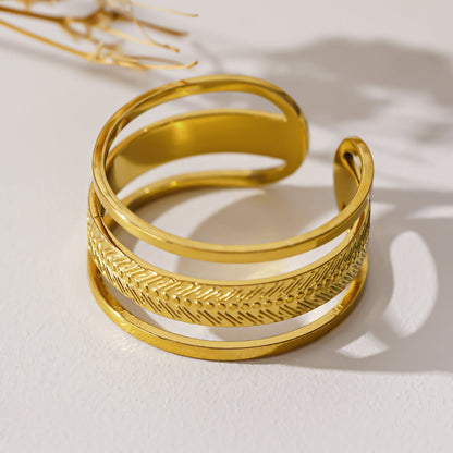 MATHEO: Bague Triple empilement Or Texturé