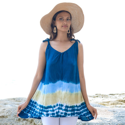 Débardeur long Beach Stripe & Tie Dye bleu marine