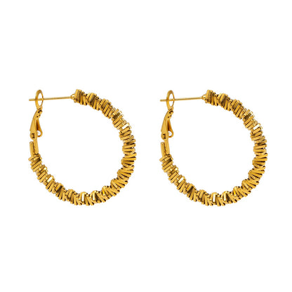 Boucles d'oreilles créoles SPRINGDALE Gold : perles carrées géométriques texturées