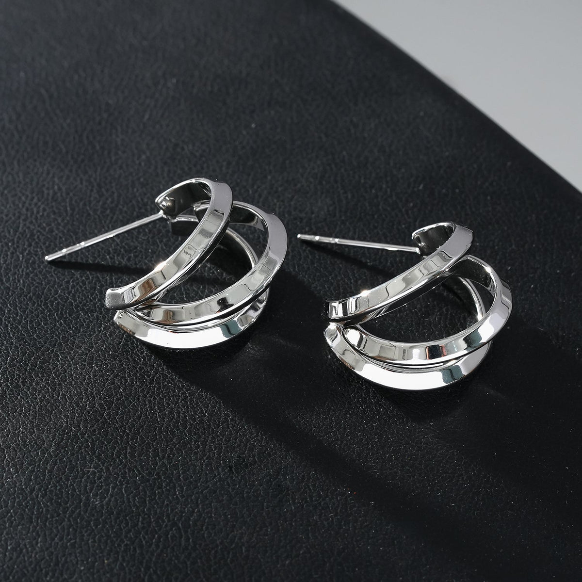 GRIZZANA : Boucles d'oreilles créoles triples en argent