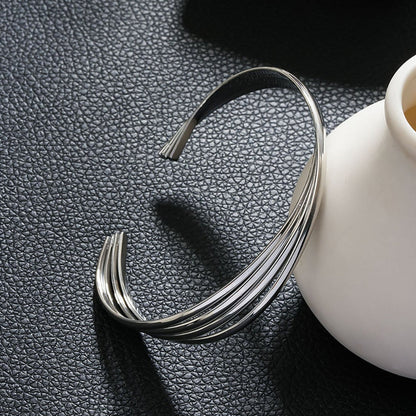 LIVIA Argent (Or Blanc) : Bracelet Lignes Géométriques