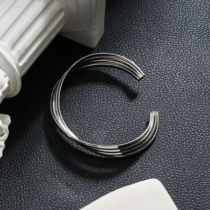 LIVIA Argent (Or Blanc) : Bracelet Lignes Géométriques